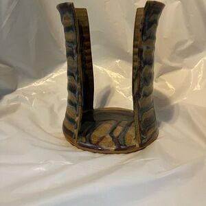 Artisan Signed Studio Art Napkin/Letters Ceramic Holder